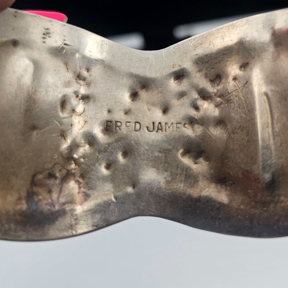 Fred James Vintage Navajo Sterling Silver Turquoise Watch Cuff 90 grms No Watch - Picture 6 of 15